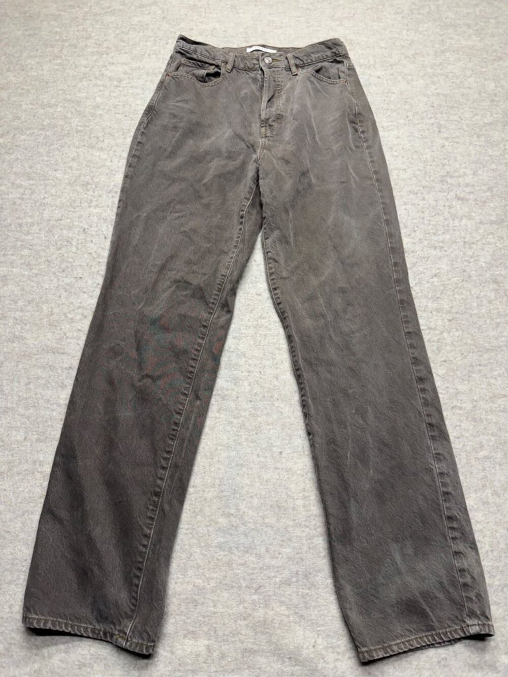 Pac Sun Brown Button Fly High Rise Brown Distressed Dad Jean 27" Waist